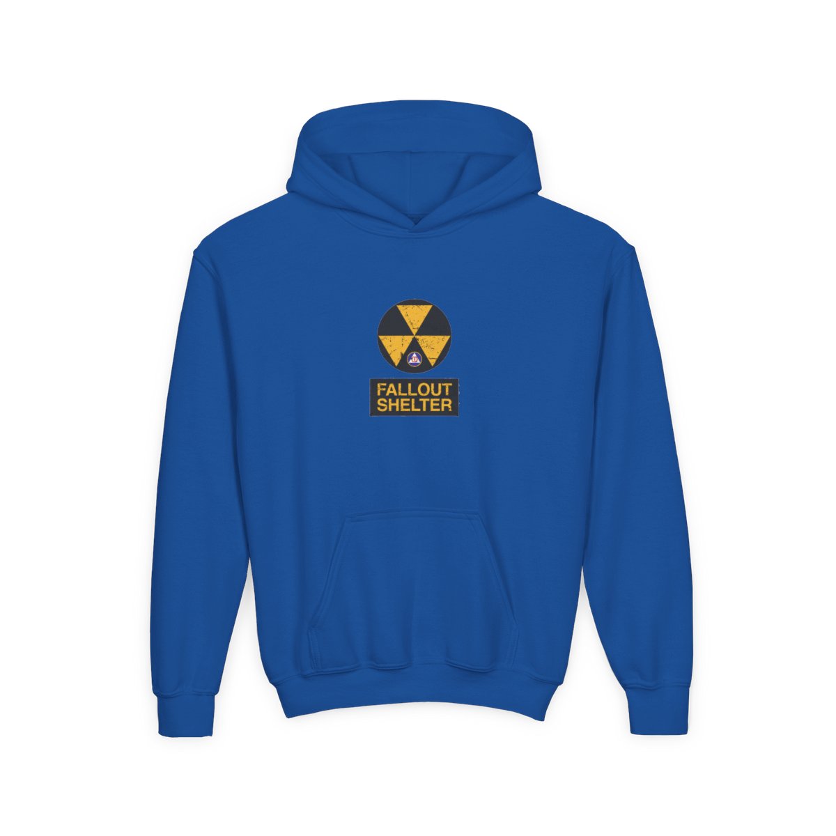 Cold War Civil Defense Fallout Shelter Sign Kids Hoodie - alternate angle 5, merchandise